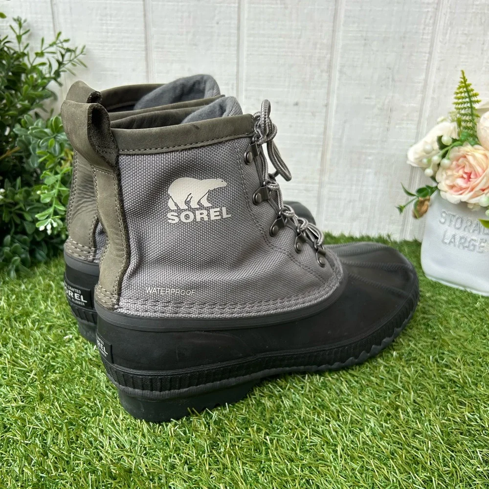 Sorel Cheyanne II Short Waterproof Boot -Quarry Black and Gray Canvas Boots Sz 9